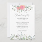 エレガントバラフローラ写真お祝いの生活 招待状 (正面)