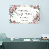 エレガントバラフローラ緑の金ゴールド結婚の背景 横断幕 (トレードショー)