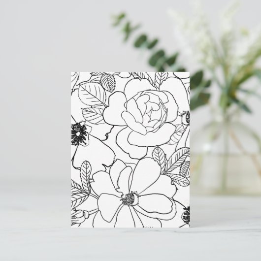 エレガントバラフローラ線スケッチデザイン シーズンポストカード (スタンド正面)