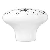 エレガントバラフローラ線スケッチデザイン セラミックノブ (側面)