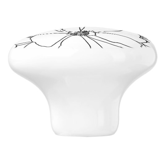 エレガントバラフローラ線スケッチデザイン セラミックノブ (側面)