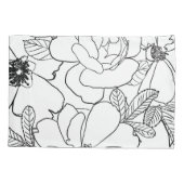 エレガントバラフローラ線スケッチデザイン 枕カバー (裏面-左)