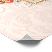 エレガントバラフローラ赤面金ゴールド結婚ウェルカム ポスター (角)