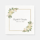 エレガントバラフローラ金属金ゴールド結婚デコール スタンダードカクテルナプキン (正面)