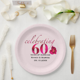 エレガントバラフローラ60周年記念日の日付 ペーパープレート