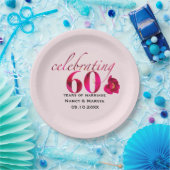 エレガントバラフローラ60周年記念日の日付 ペーパープレート (パーティー)