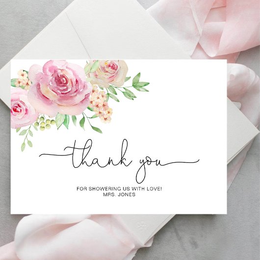 エレガントバラブライダルシャワー感謝していユー カード