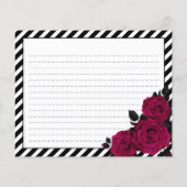 エレガントバラブラックストライプゴシックブライダルレシピカード (裏面)