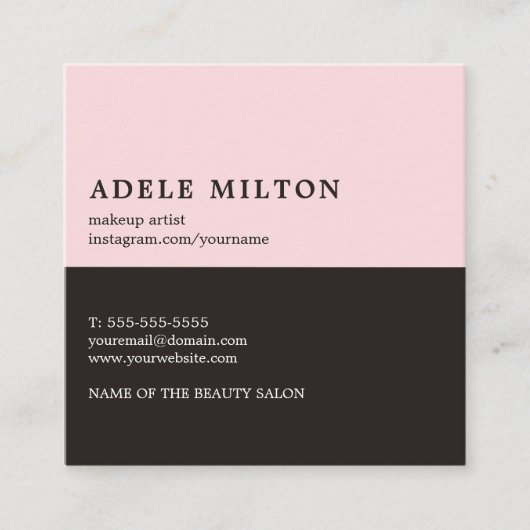 エレガントバラブラックリップメイクアップアーティスト スクエア名刺 (正面)