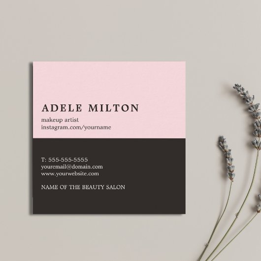 エレガントバラブラックリップメイクアップアーティスト スクエア名刺