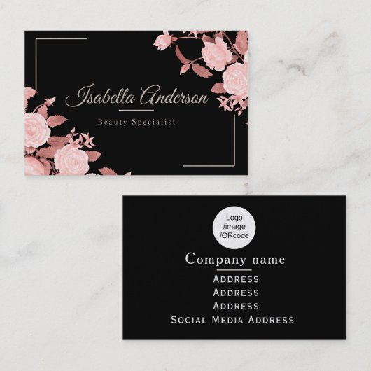 エレガントバラブラック 名刺 (正面/裏面)