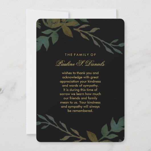 エレガントバラブラック&金ゴールドフォトサンキューカード サンキューカード (裏面)