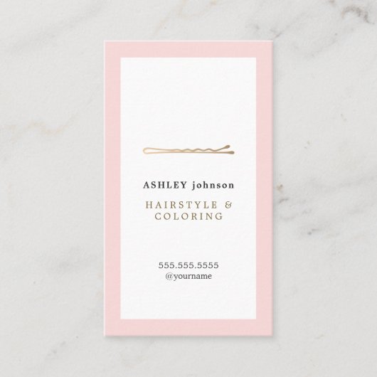 エレガントバラホワイト金ゴールドフェイク美容師 名刺 (正面)