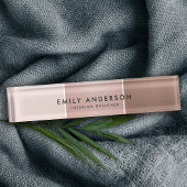 エレガントバラミニマル金ゴールド赤面ピンク銅ストリップ デスクネームプレート