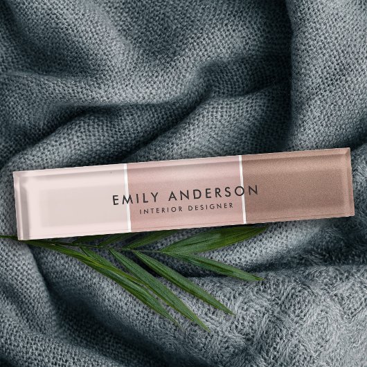 エレガントバラミニマル金ゴールド赤面ピンク銅ストリップ デスクネームプレート