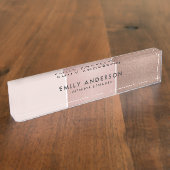 エレガントバラミニマル金ゴールド赤面ピンク銅ストリップ デスクネームプレート (側面)