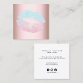 エレガントバラモダングリッター金ゴールド青い唇 スクエア名刺 (正面/裏面)