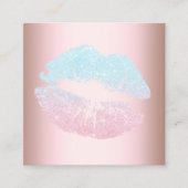 エレガントバラモダングリッター金ゴールド青い唇 スクエア名刺 (正面)