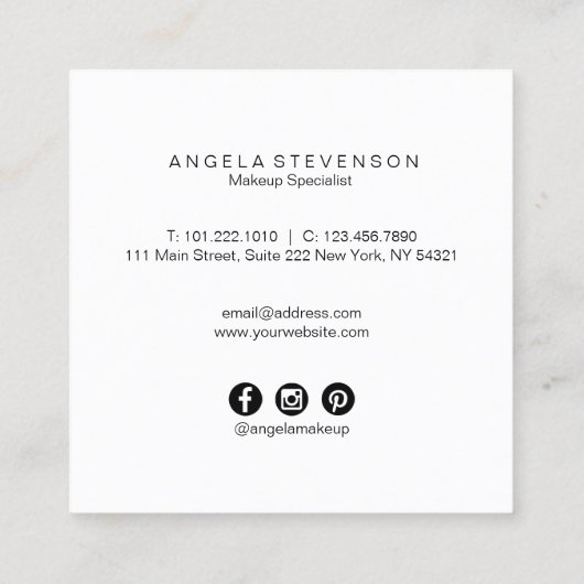 エレガントバラモダングリッター金ゴールド青い唇 スクエア名刺 (裏面)