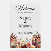 エレガントバラモダン名前をカスタムする結婚ズ アクリルサイン (正面)