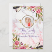 エレガントバラモダン赤面写真First Communion 招待状 (裏面)