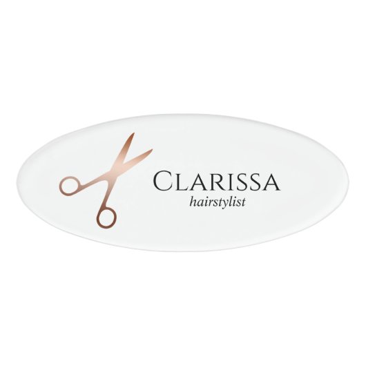 エレガントバラモダン金ゴールドはさみ 名札 (正面)