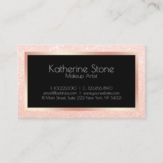 エレガントバラモダン金ゴールドグリッターメイクアップアーティスト 名刺 (裏面)