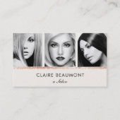 エレガントバラモダン金ゴールドシークインサロン3フォトカード 名刺 (正面)