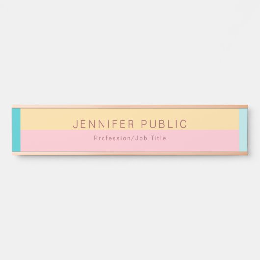 エレガントバラモダン金ゴールドピンクイエローブルーテンプレート サインプレート (正面)