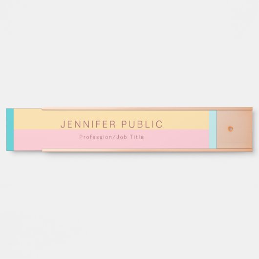 エレガントバラモダン金ゴールドピンクイエローブルーテンプレート サインプレート (正面)