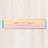 エレガントバラモダン金ゴールドピンクイエローブルーテンプレート サインプレート (正面)