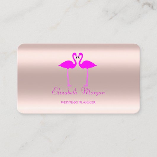 エレガントバラモダン金ゴールドピンクフラミンゴスインラブ 名刺 (正面)