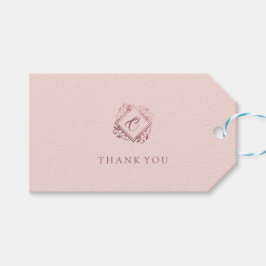 エレガントバラモダン金ゴールドピンクモノグラムありがとう ギフトタグ