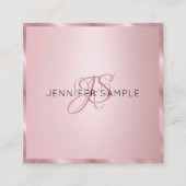 エレガントバラモダン金ゴールドモノグラムテンプレート スクエア名刺 (正面)