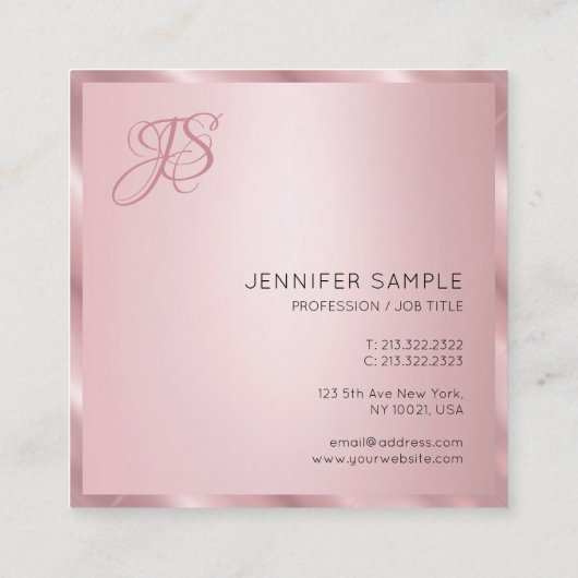 エレガントバラモダン金ゴールドモノグラムテンプレート スクエア名刺 (裏面)