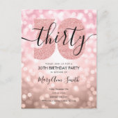 エレガントバラモダン金ゴールド30th誕生日パーティー インビテーションポストカード (正面)