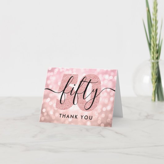 エレガントバラモダン金ゴールド50th誕生日ありがとう サンキューカード (正面)
