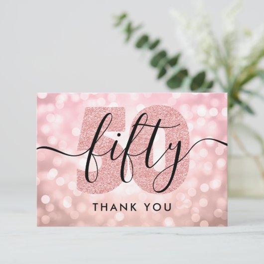 エレガントバラモダン金ゴールド50th誕生日ありがとう サンキューカード (スタンド正面)