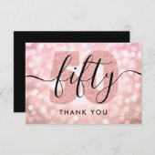 エレガントバラモダン金ゴールド50th誕生日ありがとう サンキューカード (正面/裏面)