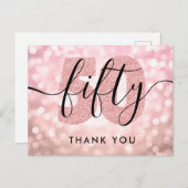 エレガントバラモダン金ゴールド50th誕生日ありがとう ポストカード (正面/裏面)