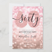 エレガントバラモダン金ゴールド60th誕生日パーティー 招待状 (正面)