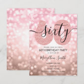 エレガントバラモダン金ゴールド60th誕生日パーティー 招待状 (正面/裏面)