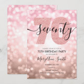 エレガントバラモダン金ゴールド70th誕生日パーティー 招待状 (正面/裏面)