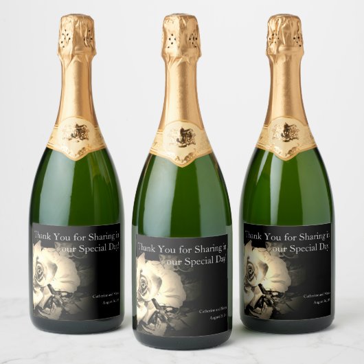 エレガントバラモノグラムのボトルのラベル スパークリングワインラベル (ボトル)