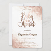 エレガントバラユニーク金ゴールドベビーフットベビーシャワー 招待状 (正面)