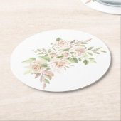 エレガントバララブ赤面ピンク・フローラ結婚ズ・ラウンド  ラウンドペーパーコースター (アングル)