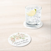 エレガントバララブ赤面ピンク・フローラ結婚ズ・ラウンド  ラウンドペーパーコースター (インサイチュ)