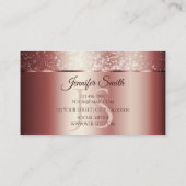 エレガントバラレッドスパークルグリッターとイニシャル 名刺 (裏面)