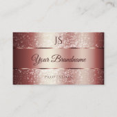 エレガントバラレッドスパークルグリッターとイニシャル 名刺 (正面)