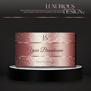 エレガントバラレッドスパークルグリッターとイニシャル 名刺